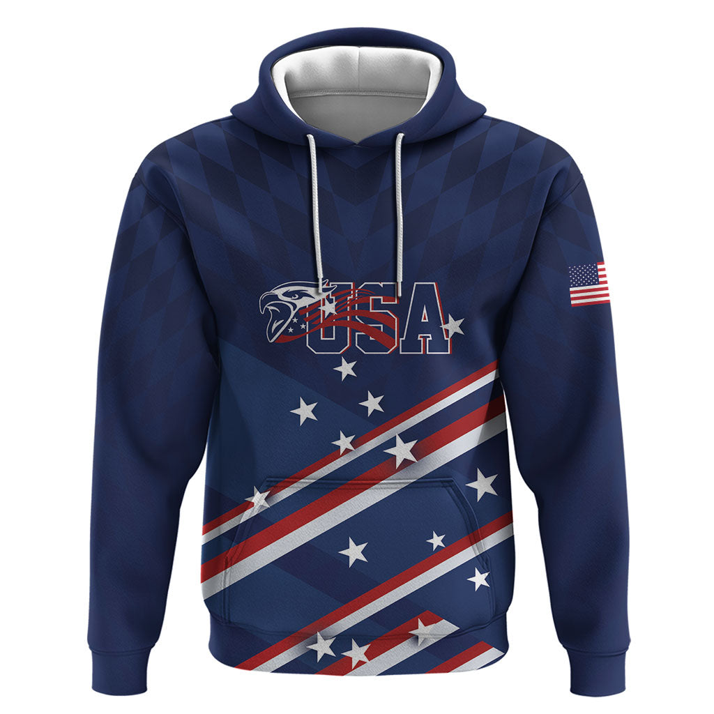 USA Custom Rugby Stars Motif Zip Hoodie GO Eagles