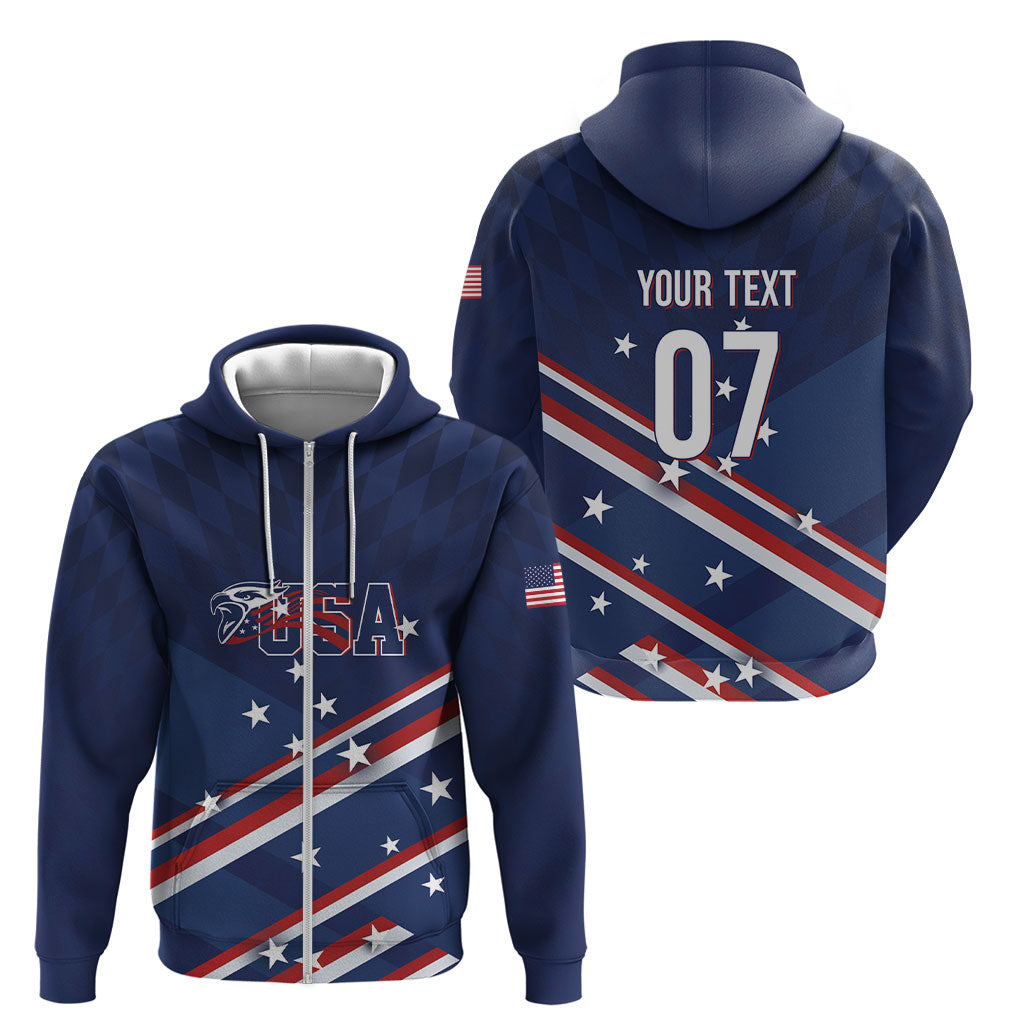 USA Custom Rugby Stars Motif Zip Hoodie GO Eagles