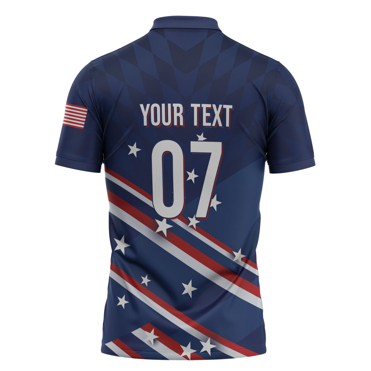 USA Custom Rugby Stars Motif Zipper Polo Shirt GO Eagles