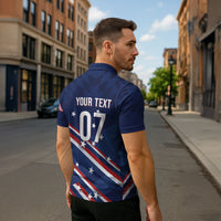 USA Custom Rugby Stars Motif Zipper Polo Shirt GO Eagles