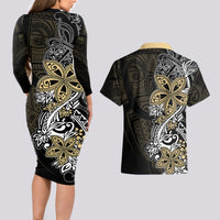 Polynesian Pride Couples Matching Long Sleeve Bodycon Dress and Hawaiian Shirt Tiare With Plumeria Mix Style LT7 - Wonder Print Shop