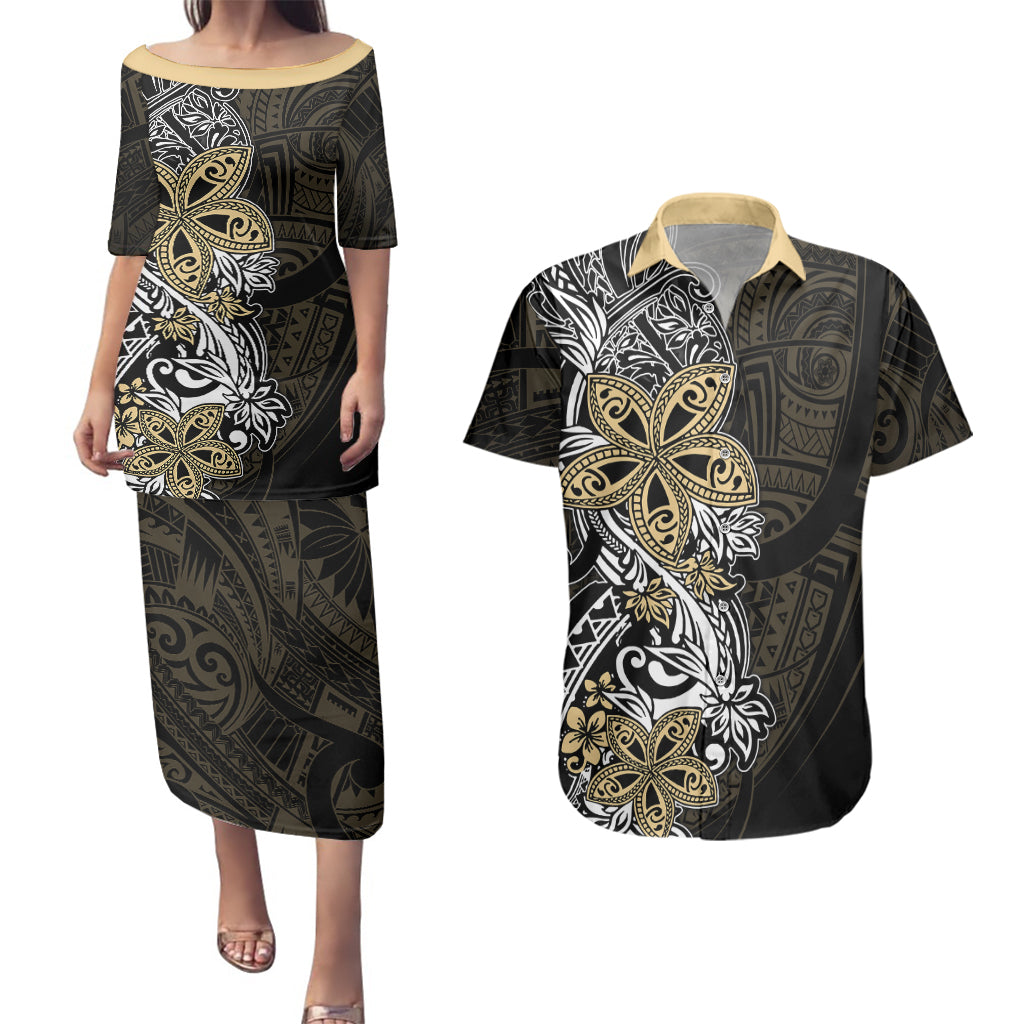 Polynesian Pride Couples Matching Puletasi Dress and Hawaiian Shirt Tiare With Plumeria Mix Style LT7 - Wonder Print Shop