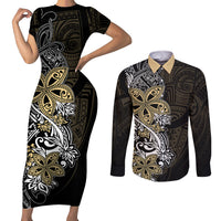 Polynesian Pride Couples Matching Short Sleeve Bodycon Dress and Long Sleeve Button Shirts Tiare With Plumeria Mix Style LT7 - Wonder Print Shop