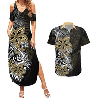 Polynesian Pride Couples Matching Summer Maxi Dress and Hawaiian Shirt Tiare With Plumeria Mix Style LT7 - Wonder Print Shop