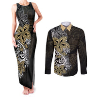 Polynesian Pride Couples Matching Tank Maxi Dress and Long Sleeve Button Shirts Tiare With Plumeria Mix Style LT7 - Wonder Print Shop