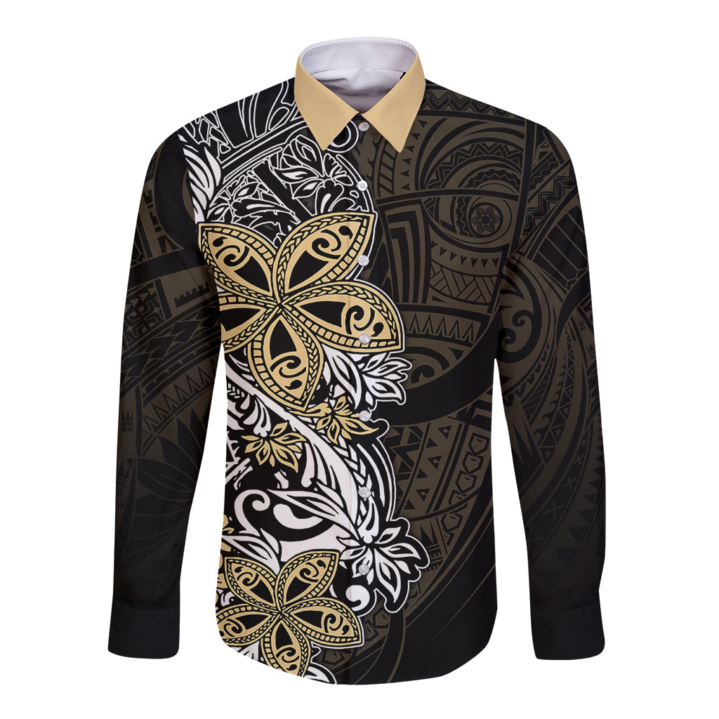 Polynesian Pride Long Sleeve Button Shirt Tiare With Plumeria Mix Style - Wonder Print Shop