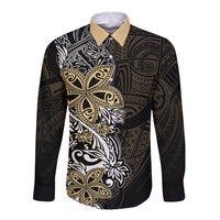 Polynesian Pride Long Sleeve Button Shirt Tiare With Plumeria Mix Style - Wonder Print Shop