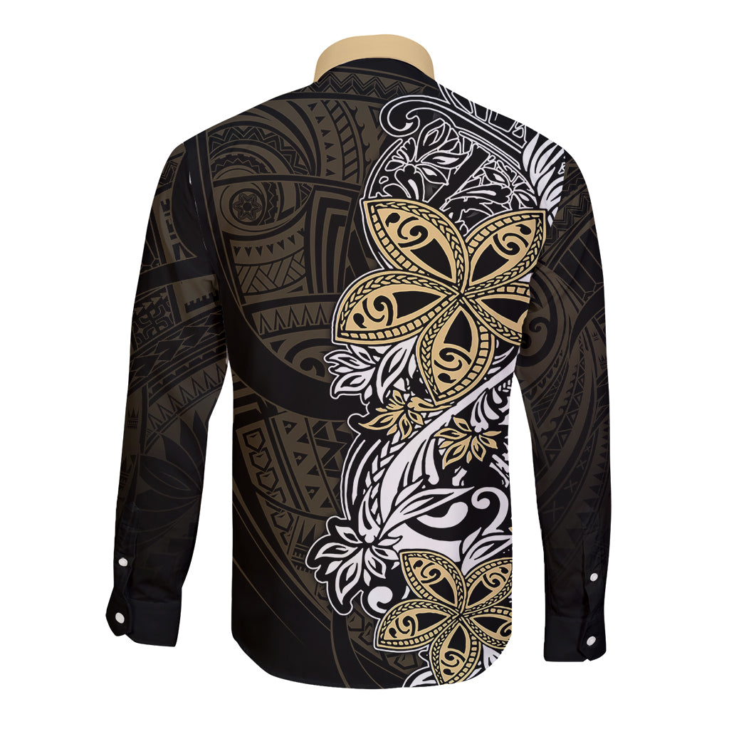 Polynesian Pride Long Sleeve Button Shirt Tiare With Plumeria Mix Style - Wonder Print Shop
