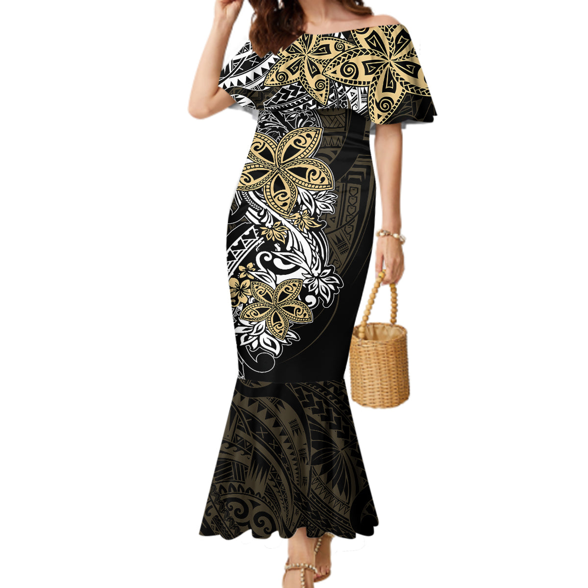 Polynesian Pride Mermaid Dress Tiare With Plumeria Mix Style - Wonder Print Shop