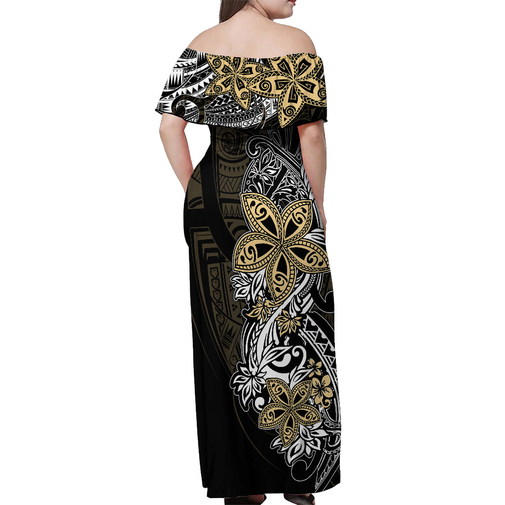 Polynesian Pride Off Shoulder Maxi Dress Tiare With Plumeria Mix Style - Wonder Print Shop
