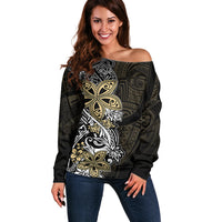 Polynesian Pride Off Shoulder Sweater Tiare With Plumeria Mix Style - Wonder Print Shop