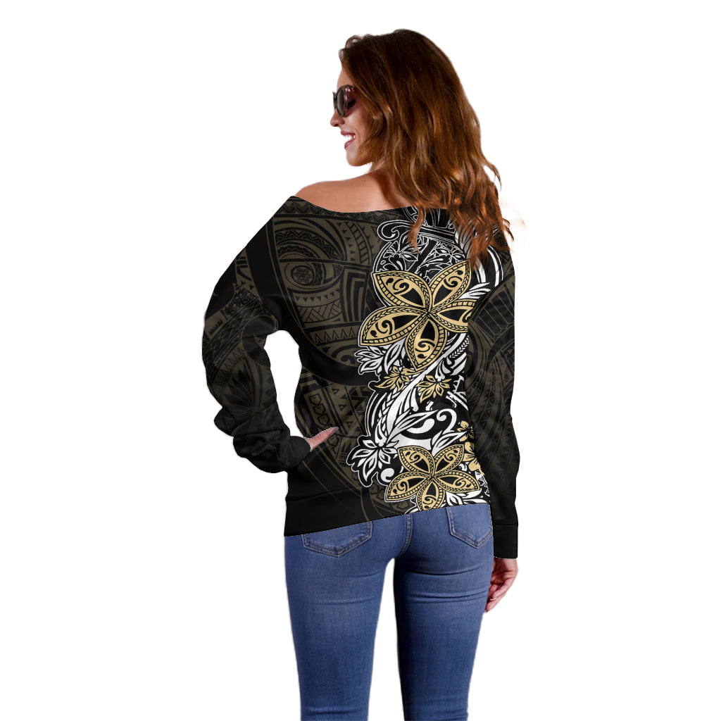 Polynesian Pride Off Shoulder Sweater Tiare With Plumeria Mix Style - Wonder Print Shop