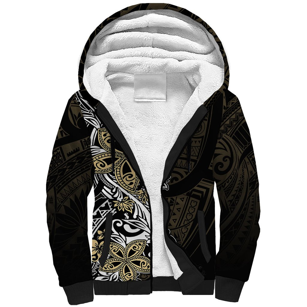 Polynesian Pride Sherpa Hoodie Tiare With Plumeria Mix Style - Wonder Print Shop