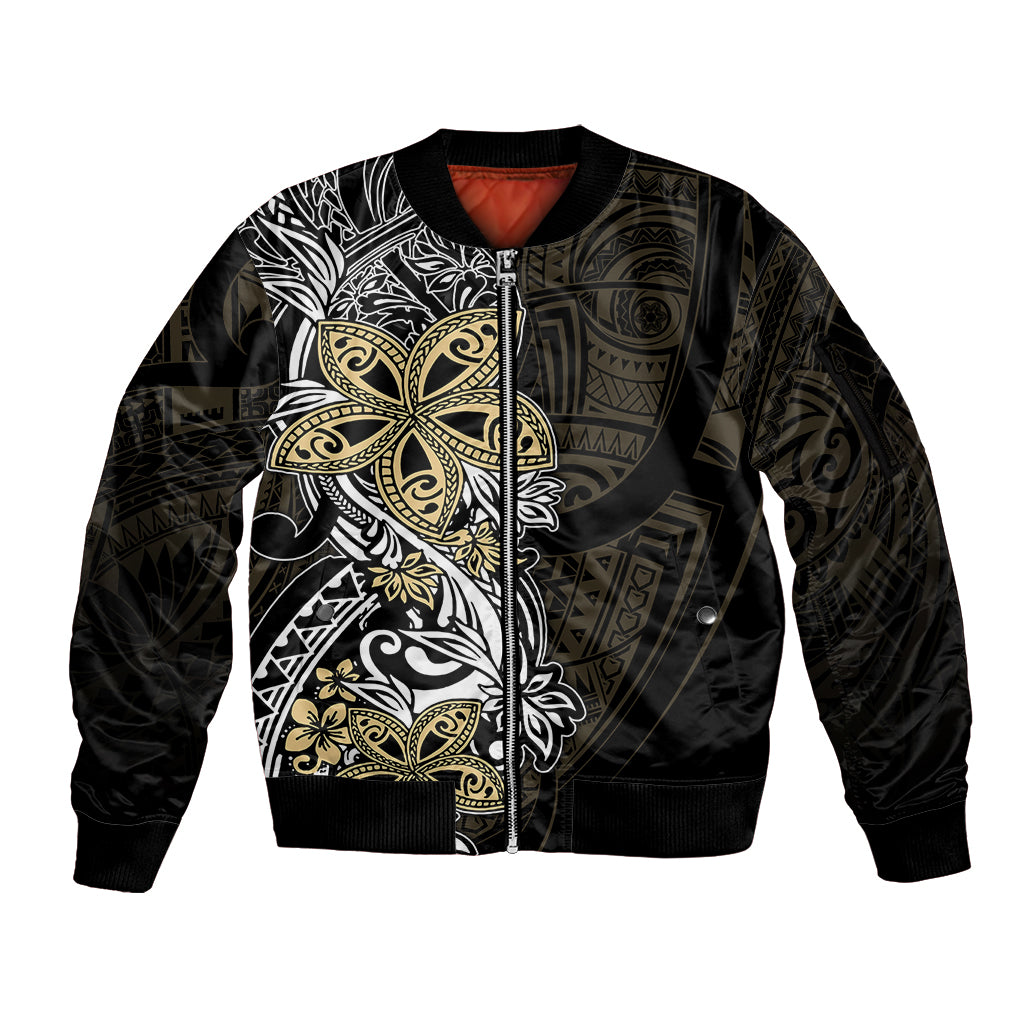 Polynesian Pride Sleeve Zip Bomber Jacket Tiare With Plumeria Mix Style - Wonder Print Shop