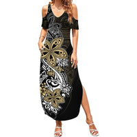 Polynesian Pride Summer Maxi Dress Tiare With Plumeria Mix Style - Wonder Print Shop
