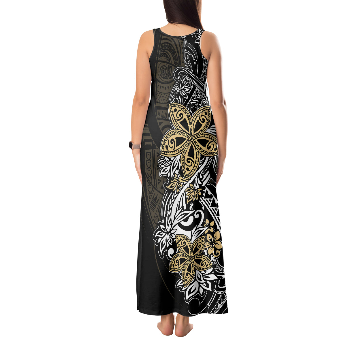 Polynesian Pride Tank Maxi Dress Tiare With Plumeria Mix Style - Wonder Print Shop