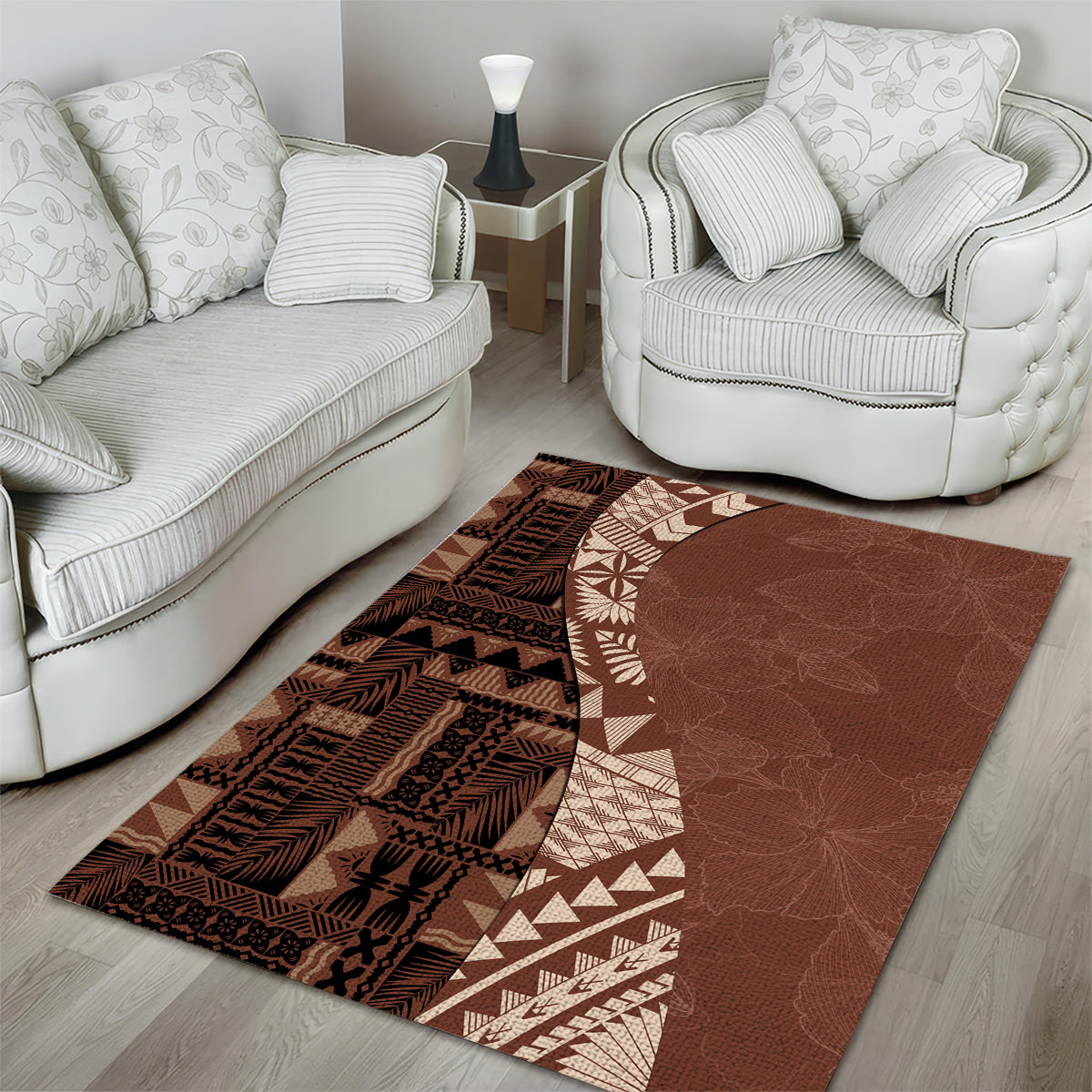 Bula Fiji Area Rug Tribal Masi Tapa - Brown LT7 - Wonder Print Shop