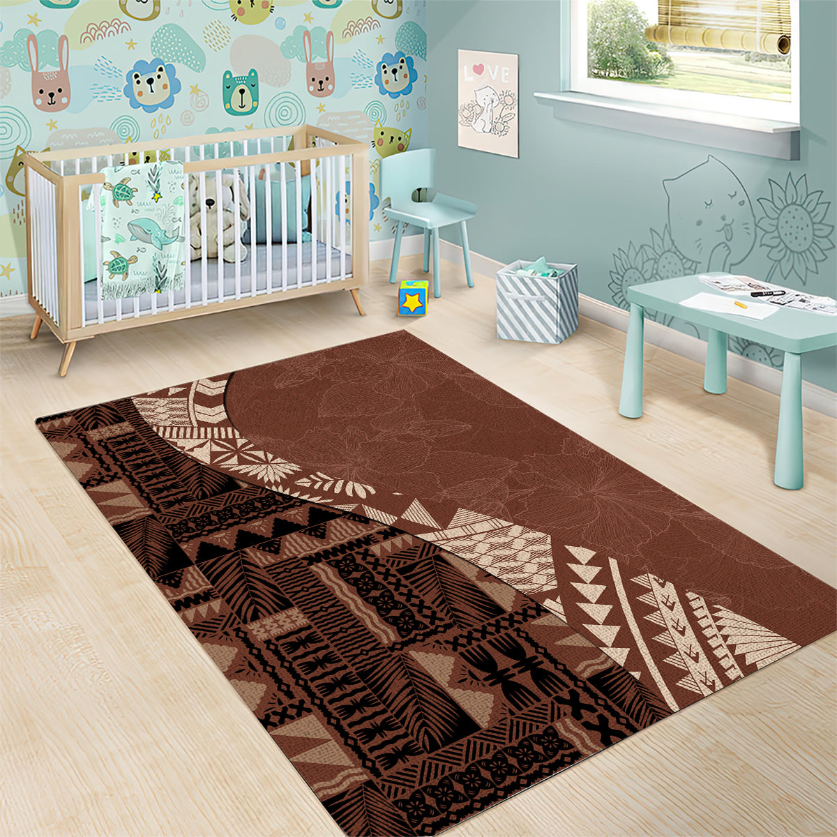 Bula Fiji Area Rug Tribal Masi Tapa - Brown LT7 - Wonder Print Shop