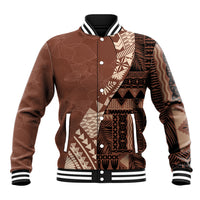 Bula Fiji Baseball Jacket Tribal Masi Tapa - Brown LT7 - Wonder Print Shop