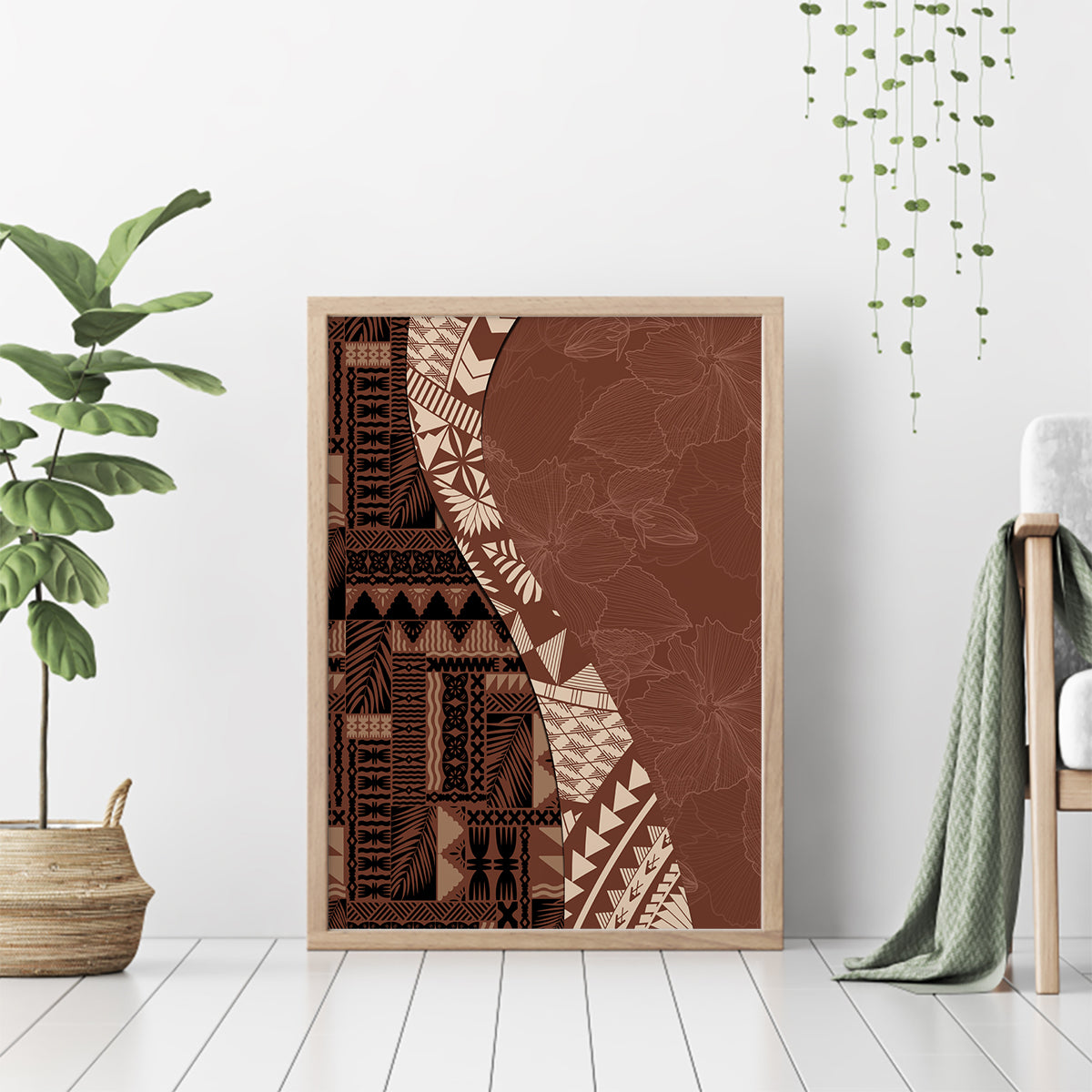Bula Fiji Canvas Wall Art Tribal Masi Tapa - Brown LT7 - Wonder Print Shop