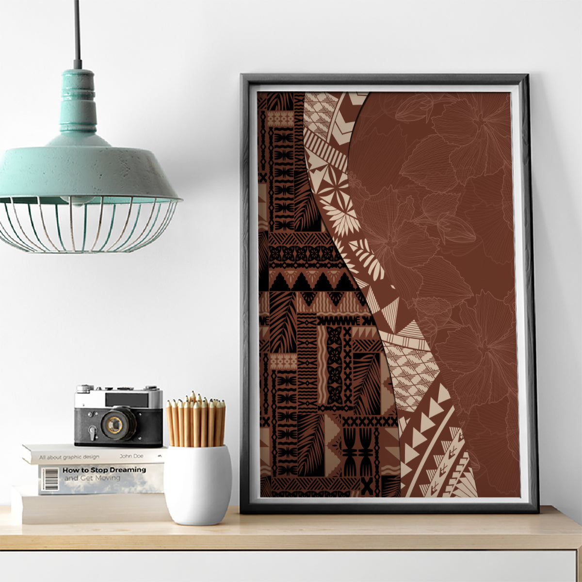 Bula Fiji Canvas Wall Art Tribal Masi Tapa - Brown LT7 - Wonder Print Shop