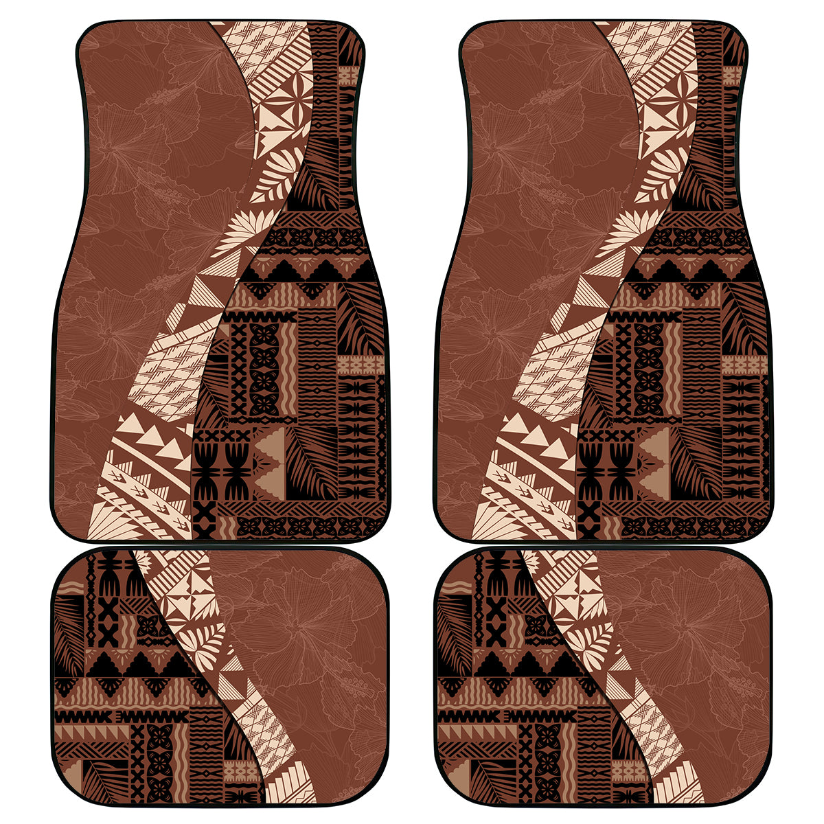 Bula Fiji Car Mats Tribal Masi Tapa - Brown LT7 - Wonder Print Shop