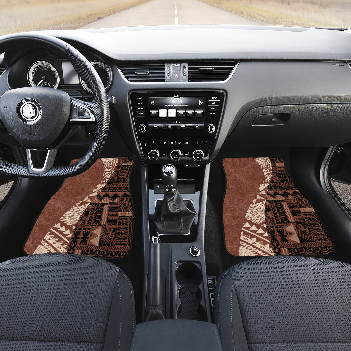 Bula Fiji Car Mats Tribal Masi Tapa - Brown LT7 - Wonder Print Shop