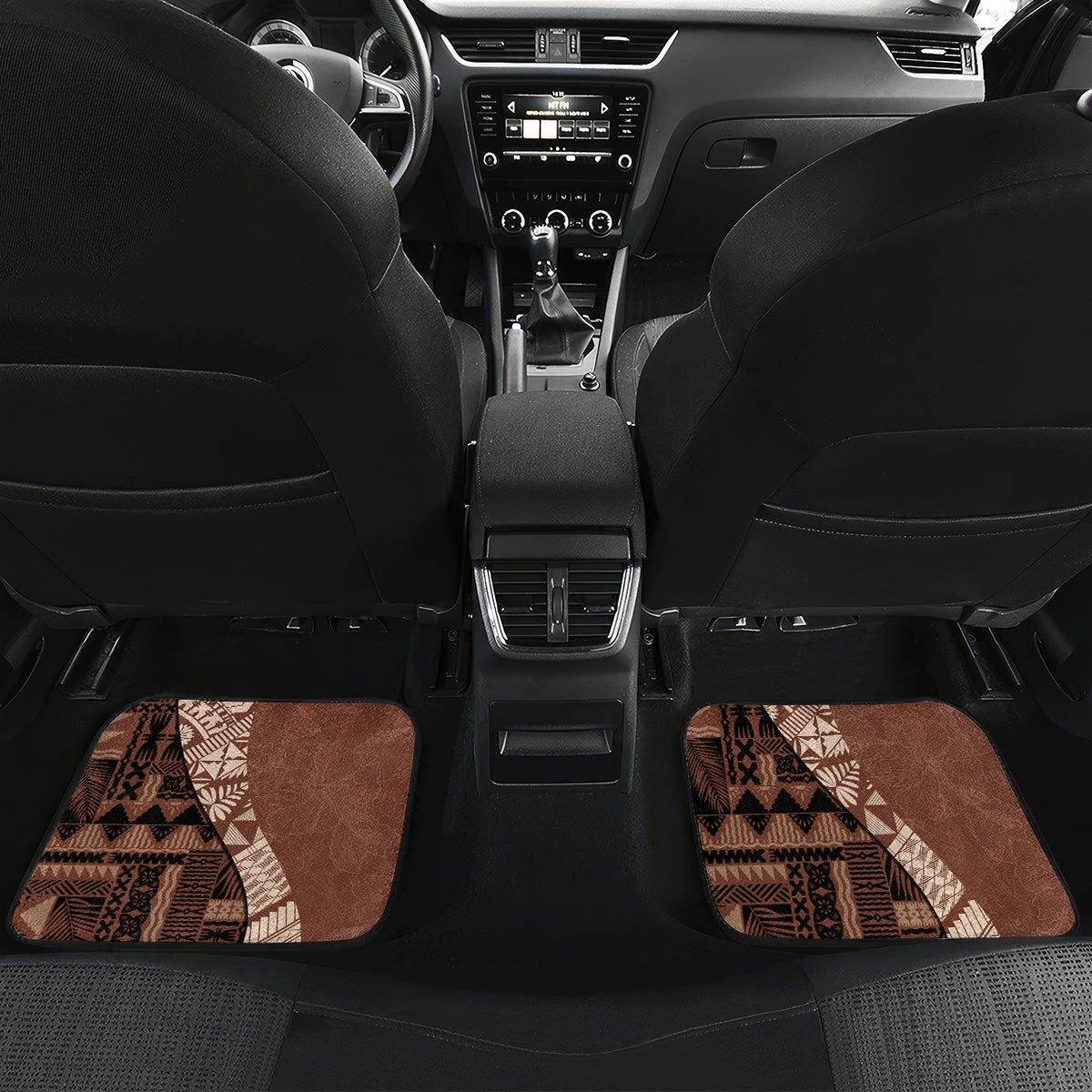 Bula Fiji Car Mats Tribal Masi Tapa - Brown LT7 - Wonder Print Shop