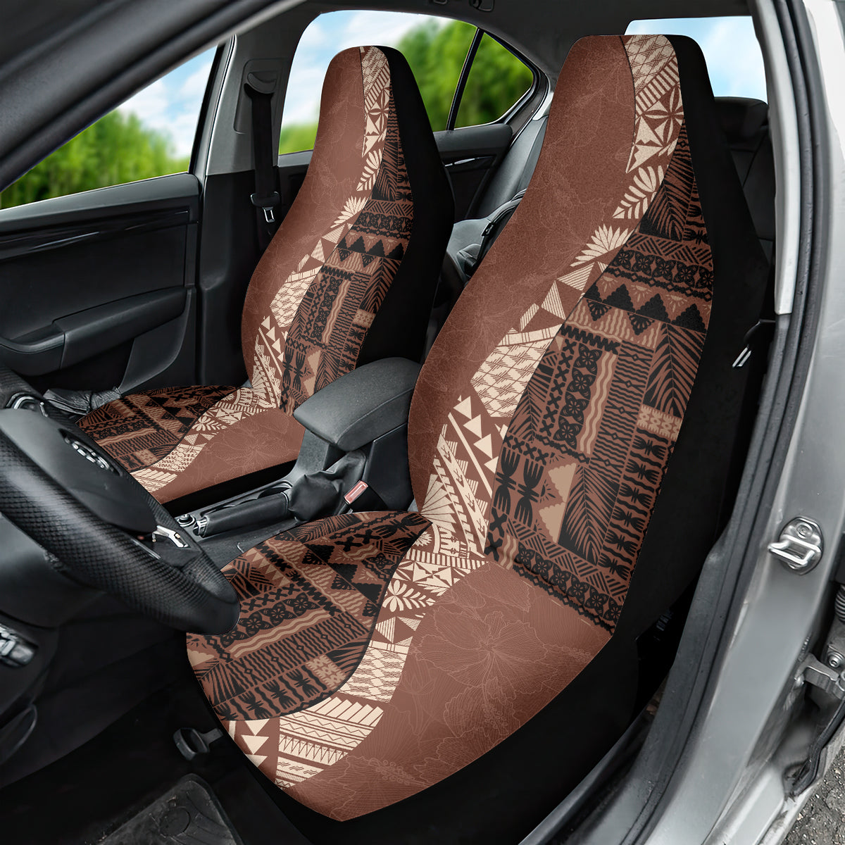 Bula Fiji Car Seat Cover Tribal Masi Tapa - Brown LT7 - Wonder Print Shop