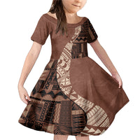Bula Fiji Family Matching Mermaid Dress and Hawaiian Shirt Tribal Masi Tapa - Brown LT7 - Wonder Print Shop