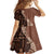 Bula Fiji Family Matching Off Shoulder Short Dress and Hawaiian Shirt Tribal Masi Tapa - Brown LT7 - Wonder Print Shop