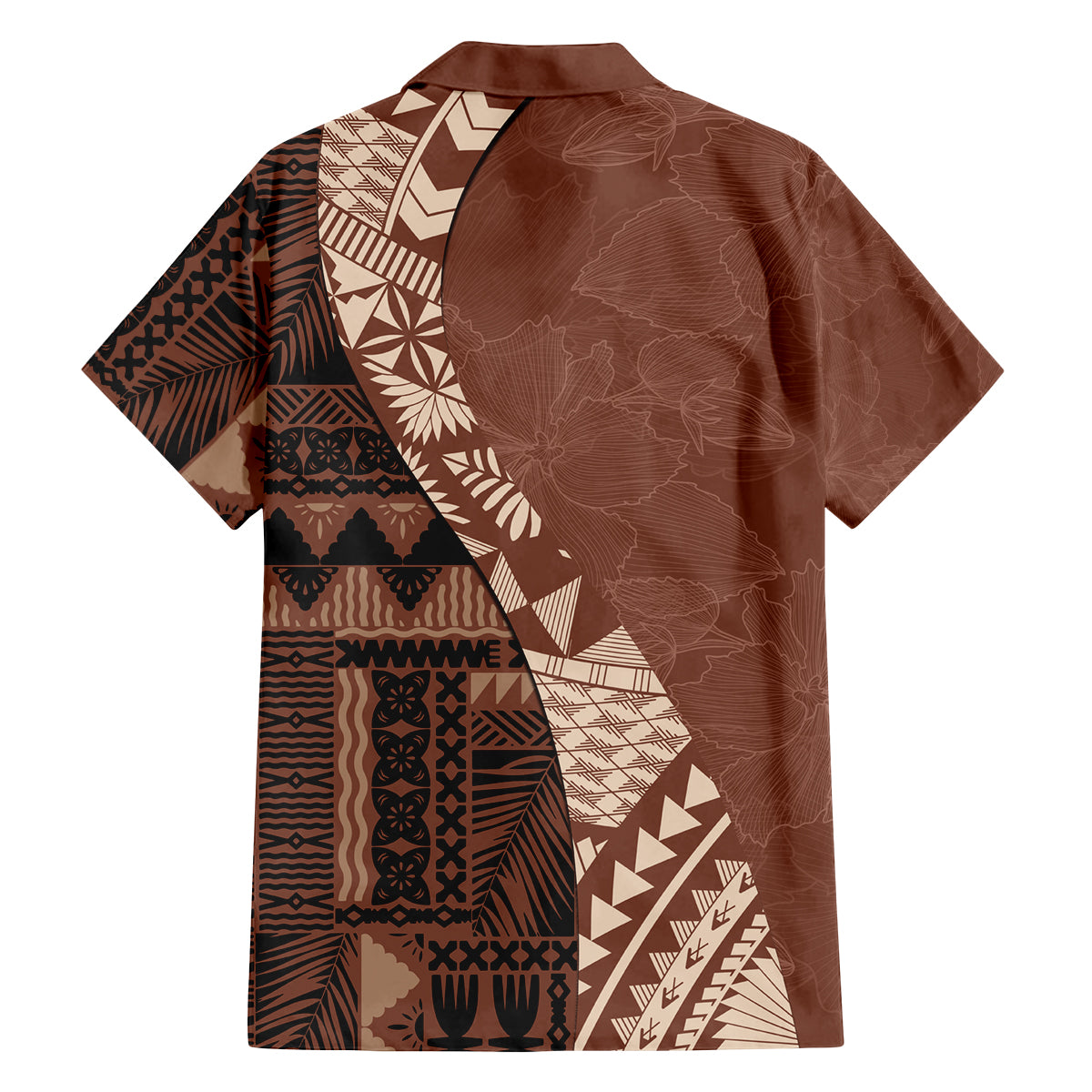 Bula Fiji Family Matching Tank Maxi Dress and Hawaiian Shirt Tribal Masi Tapa - Brown - Wonder Print Shop