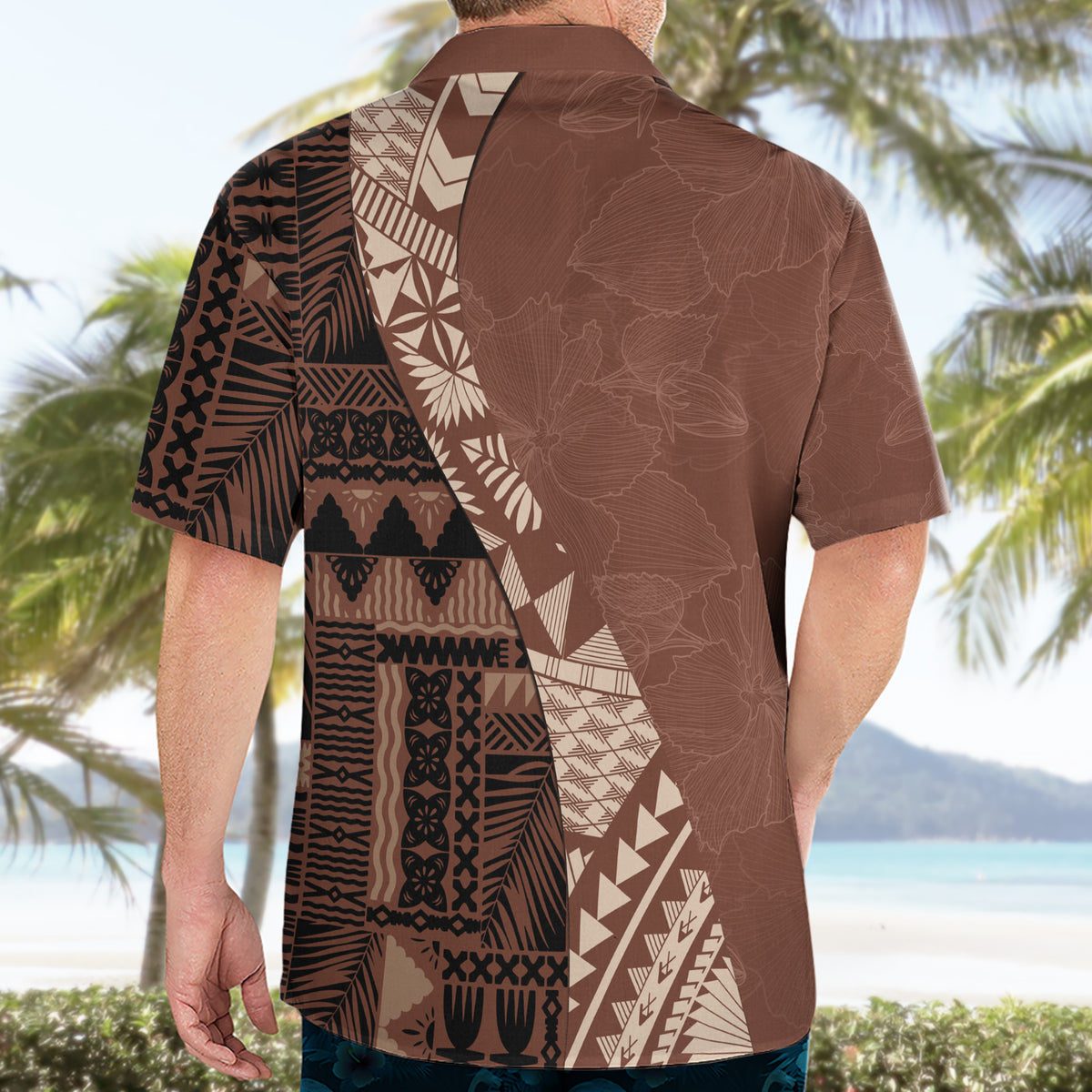 Bula Fiji Hawaiian Shirt Tribal Masi Tapa - Brown - Wonder Print Shop