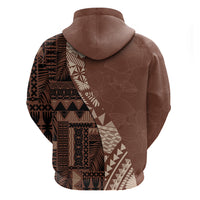 Bula Fiji Hoodie Tribal Masi Tapa - Brown - Wonder Print Shop