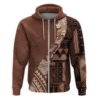 Bula Fiji Hoodie Tribal Masi Tapa - Brown - Wonder Print Shop