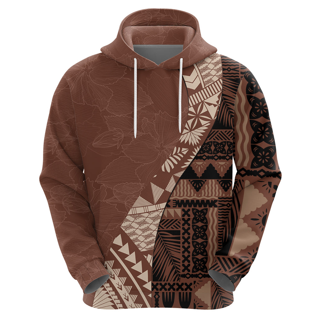 Bula Fiji Hoodie Tribal Masi Tapa - Brown - Wonder Print Shop