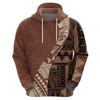 Bula Fiji Hoodie Tribal Masi Tapa - Brown - Wonder Print Shop