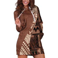 Bula Fiji Hoodie Dress Tribal Masi Tapa - Brown - Wonder Print Shop