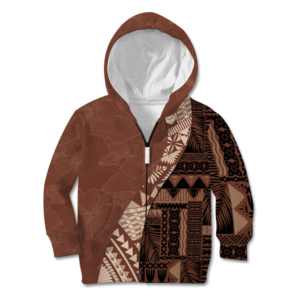 Bula Fiji Kid Hoodie Tribal Masi Tapa - Brown - Wonder Print Shop