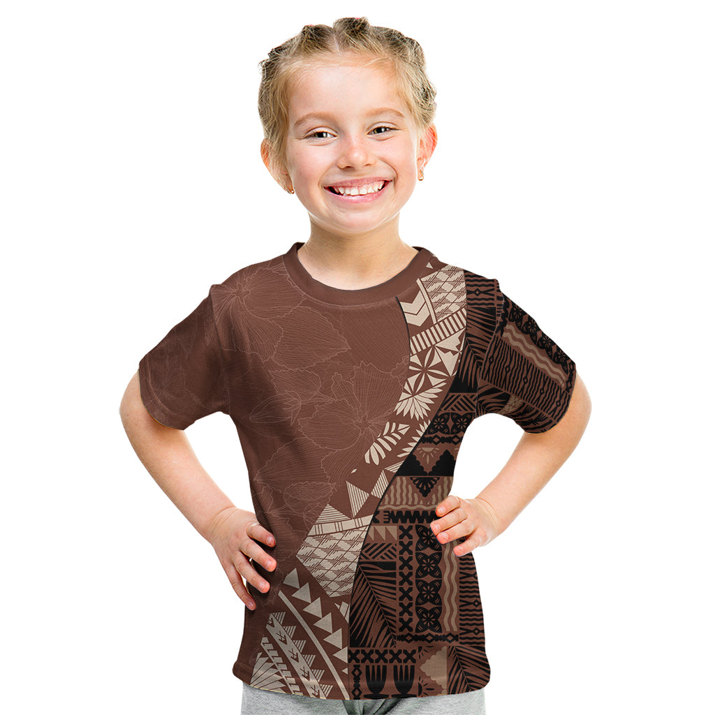 Bula Fiji Kid T Shirt Tribal Masi Tapa - Brown - Wonder Print Shop