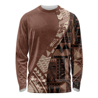 Bula Fiji Long Sleeve Shirt Tribal Masi Tapa - Brown - Wonder Print Shop