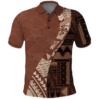 Bula Fiji Polo Shirt Tribal Masi Tapa - Brown - Wonder Print Shop