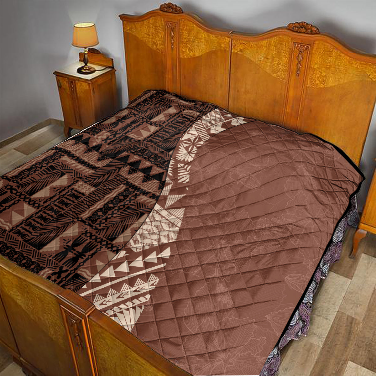 Bula Fiji Quilt Tribal Masi Tapa - Brown - Wonder Print Shop