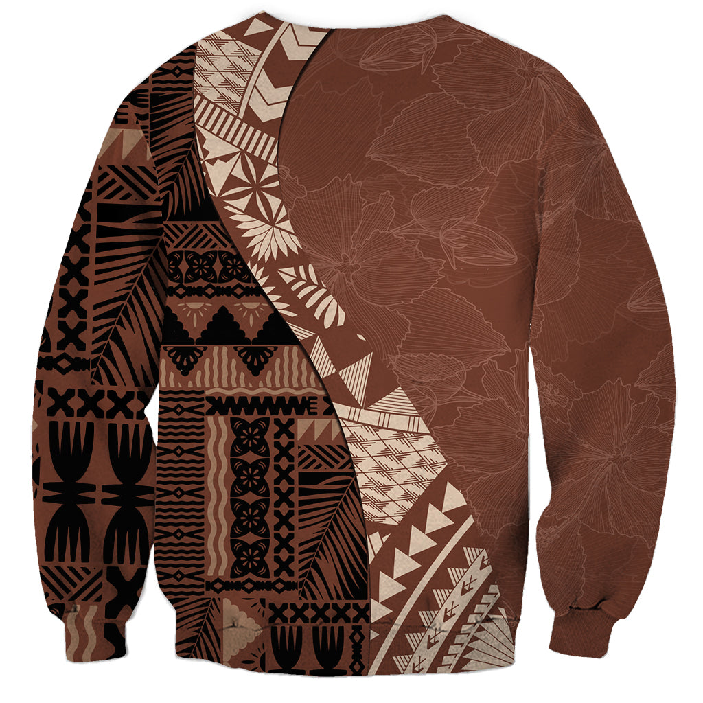 Bula Fiji Sweatshirt Tribal Masi Tapa - Brown - Wonder Print Shop