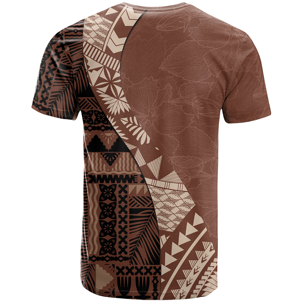 Bula Fiji T Shirt Tribal Masi Tapa - Brown - Wonder Print Shop