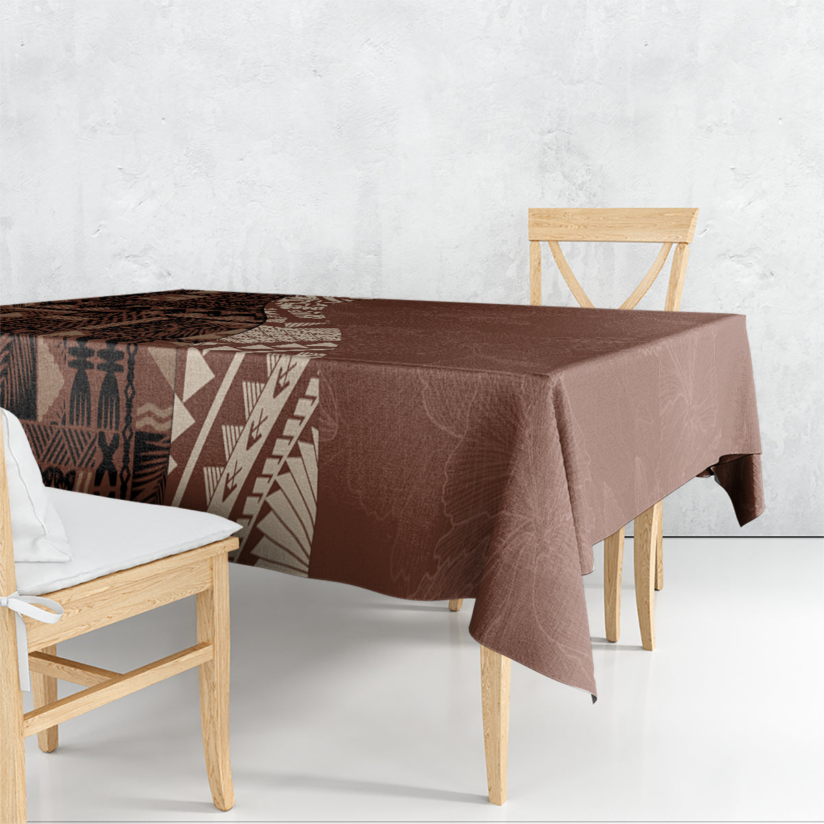 Bula Fiji Tablecloth Tribal Masi Tapa - Brown - Wonder Print Shop