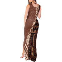 Bula Fiji Tank Maxi Dress Tribal Masi Tapa - Brown - Wonder Print Shop