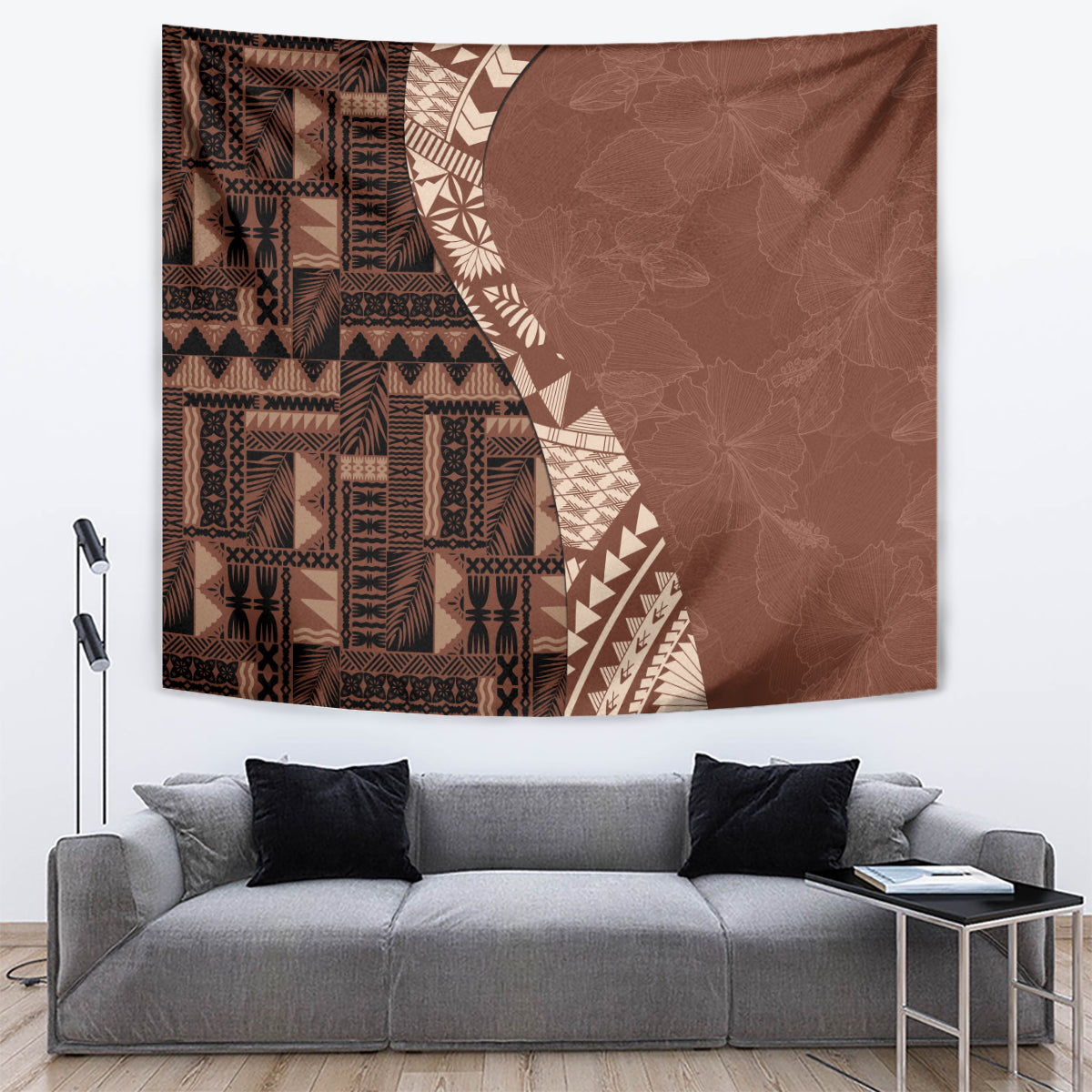 Bula Fiji Tapestry Tribal Masi Tapa - Brown - Wonder Print Shop