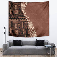 Bula Fiji Tapestry Tribal Masi Tapa - Brown - Wonder Print Shop