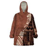 Bula Fiji Wearable Blanket Hoodie Tribal Masi Tapa - Brown - Wonder Print Shop